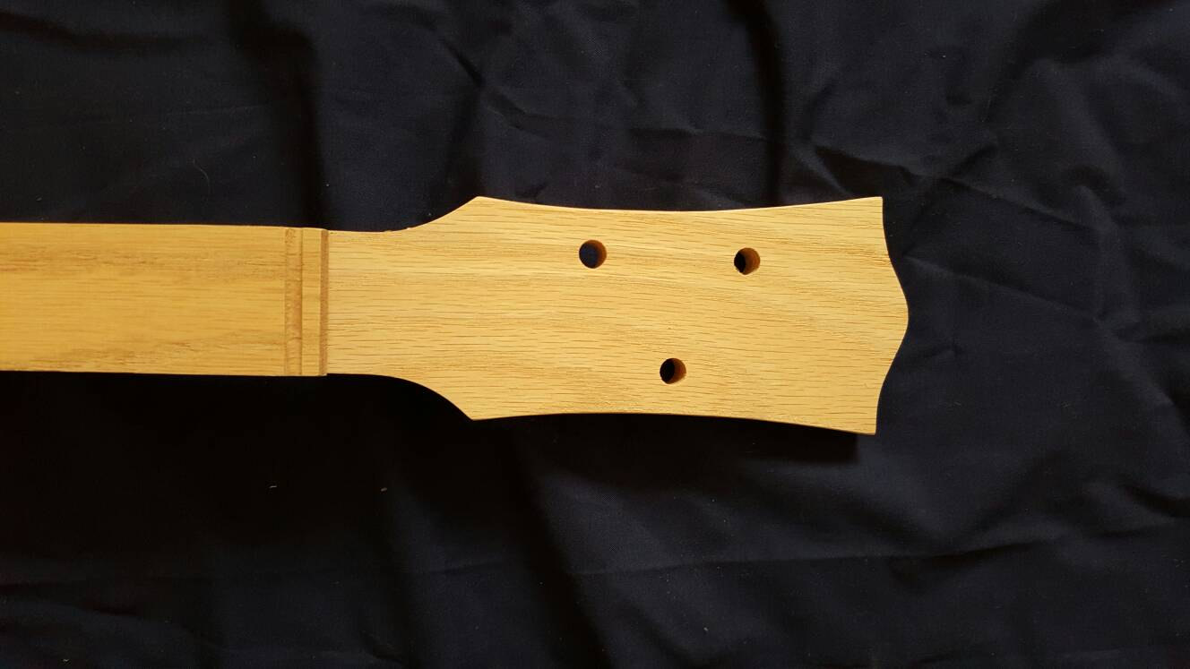 Cigar Box Guitar Neck 3string Oak LP style w/fingerboard
