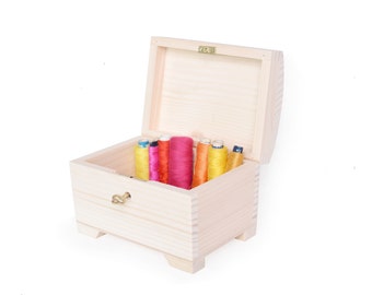 medium wooden treasure chest with key, wooden box lock wedding, jewelry, gift, natural, unfinished, plain wooden trinket, unpainted pine