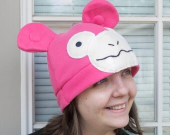 Slowpoke Fleece Hat Beanie Pokemon Costume Cosplay Cute Pink Adult Sized Slowking Slowbro Video Game Anime Cartoon Gift Ideas Winter Cap