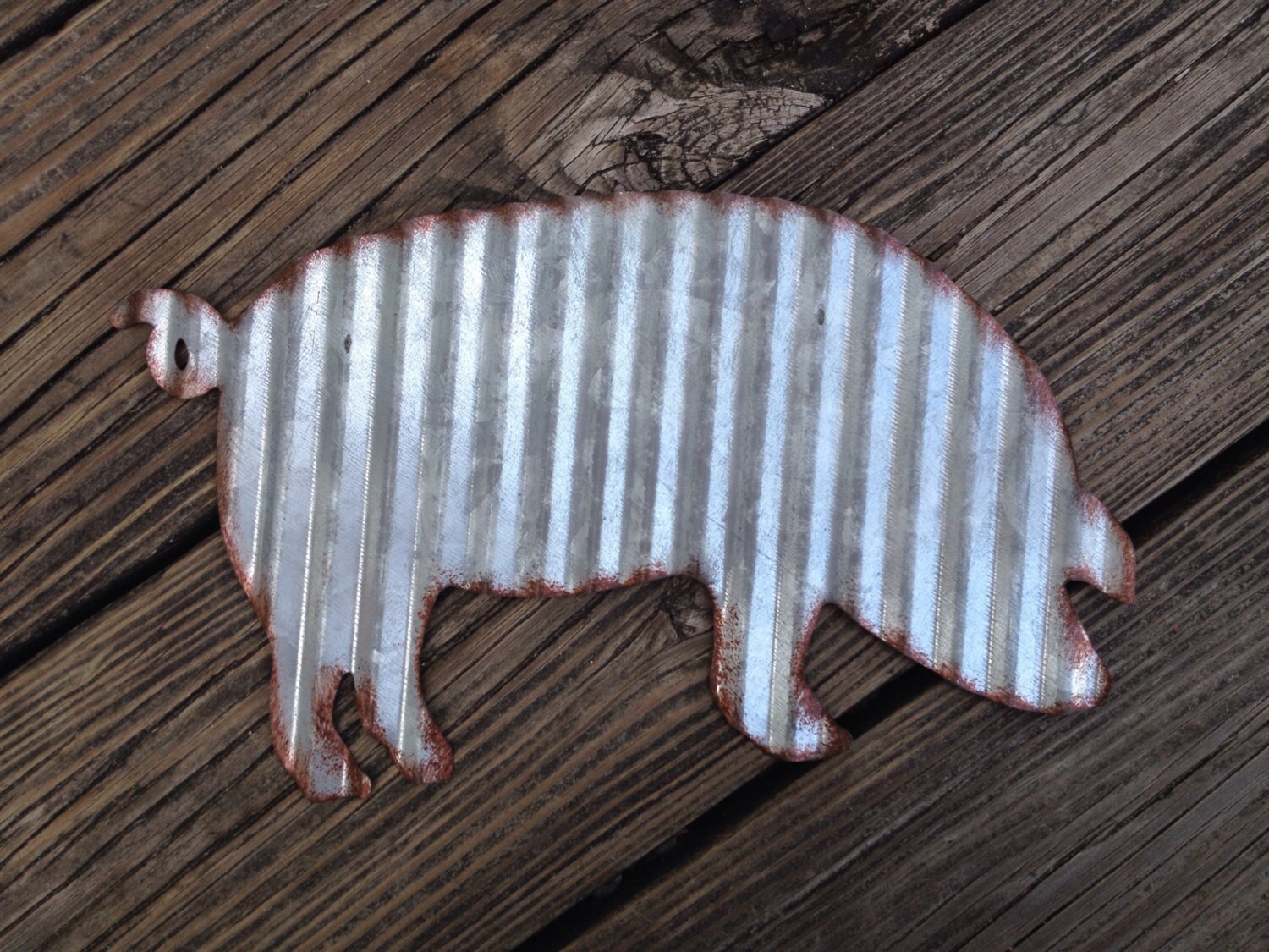 Galvanized Metal Pig Industrial Wall Decor Rustic Farmhouse