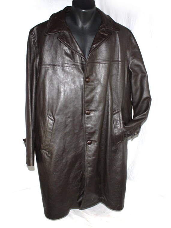 Vintage Mens Coat Eddie Bauer Leather Jacket Field Coat Goose