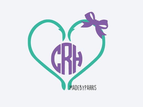 Fishing Hook Heart with Bow Monogram Vinyl Decal by MadeByParris
