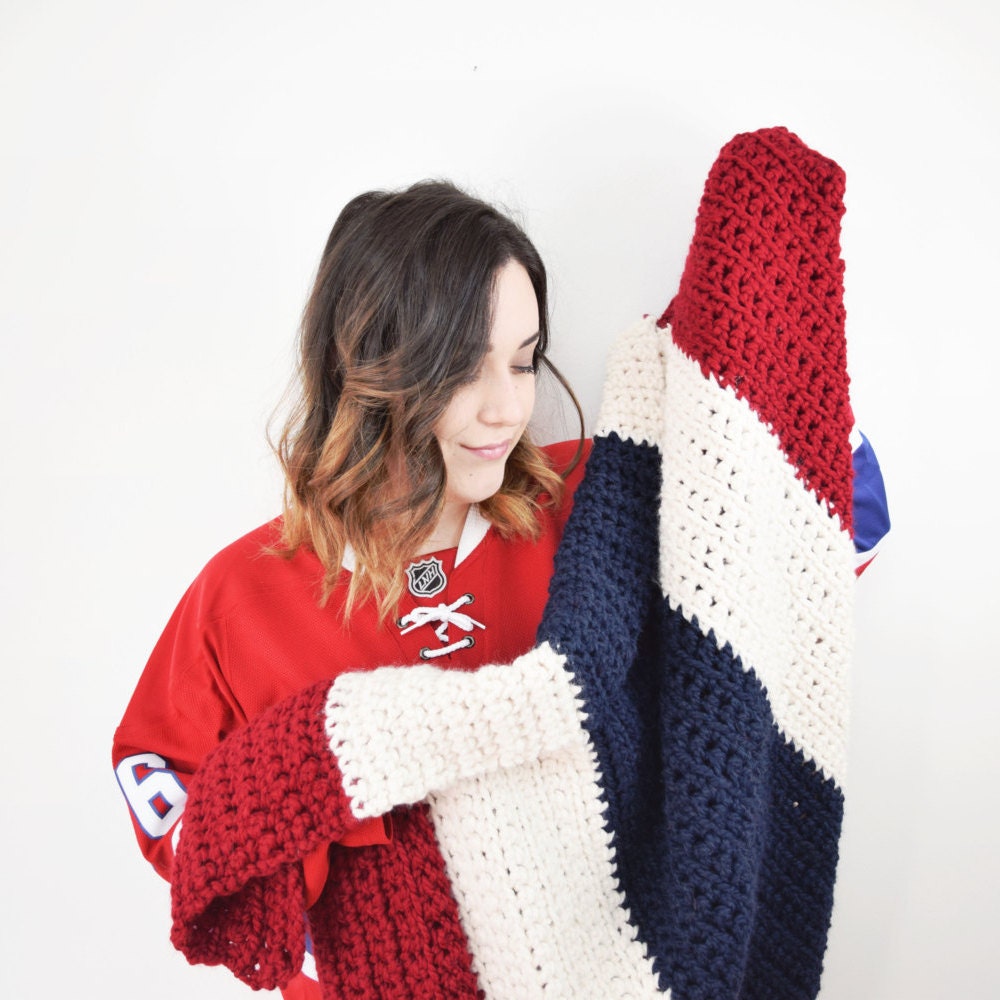 Montreal Canadiens Crochet Blanket Habs Hockey Rectangular