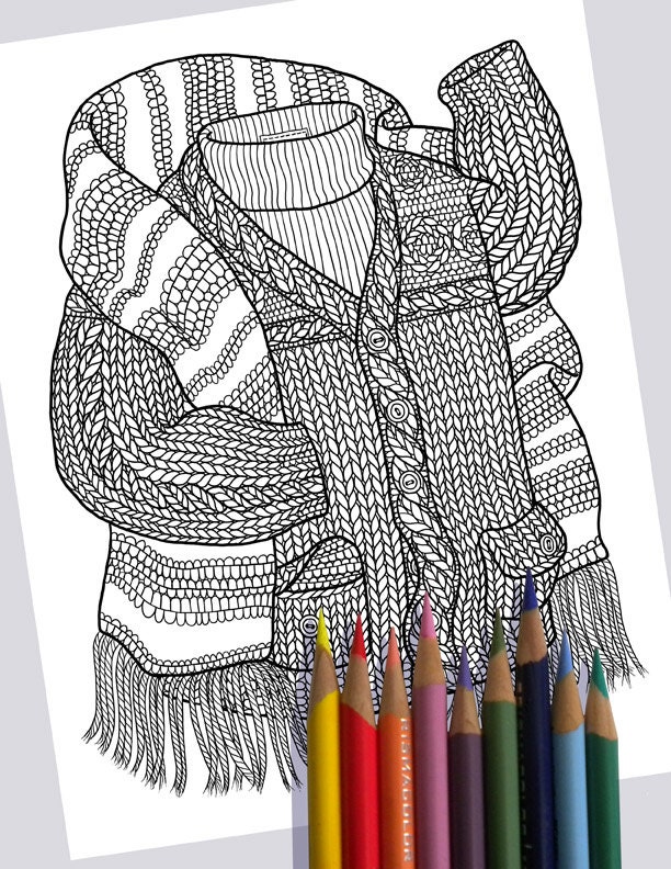 KNIT SWEATER Coloring Page Printable Coloring Page Drawing