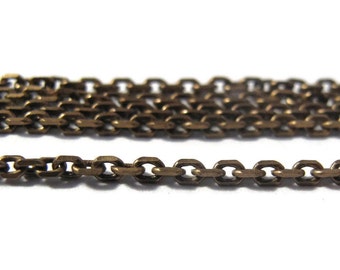 5 Feet of Thin Brass Chain, Antique Brass Cable Chain, Diamond Cut Chain, 2mm Chain for Making Jewelry, Vintage Chain (40 099 11 6)