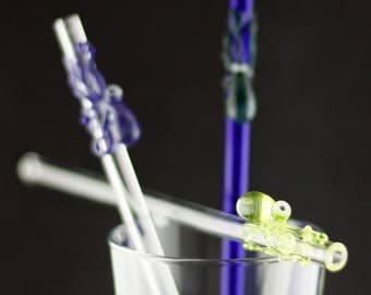 Cyclops Octopus Glass Straw You Choose the Color, Made to Order