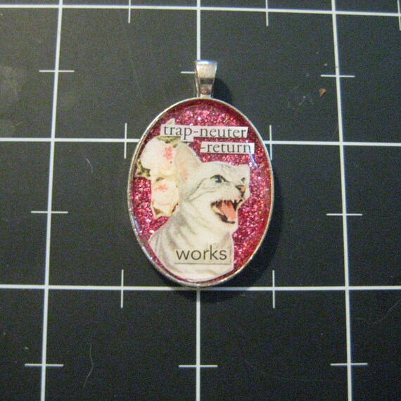 TrapNeuterReturn Works Silver Tabby Rose Pendant 50 goes