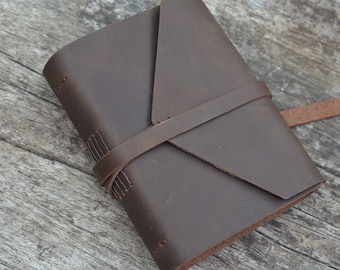 SMOOTH & ROUGH: Leather Journal / Pocketbook / Diary / 6"X4" / free initials / lined or Plain