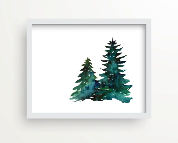 Watercolor Pine Tree Print Holiday Wall Decor Gift Christmas Rustic Art Cottage Trees Lake Cabin Watercolor Pine Tree Print Holiday Wall Decor Gift Christmas Rustic Art Cottage Trees Lake Cabin