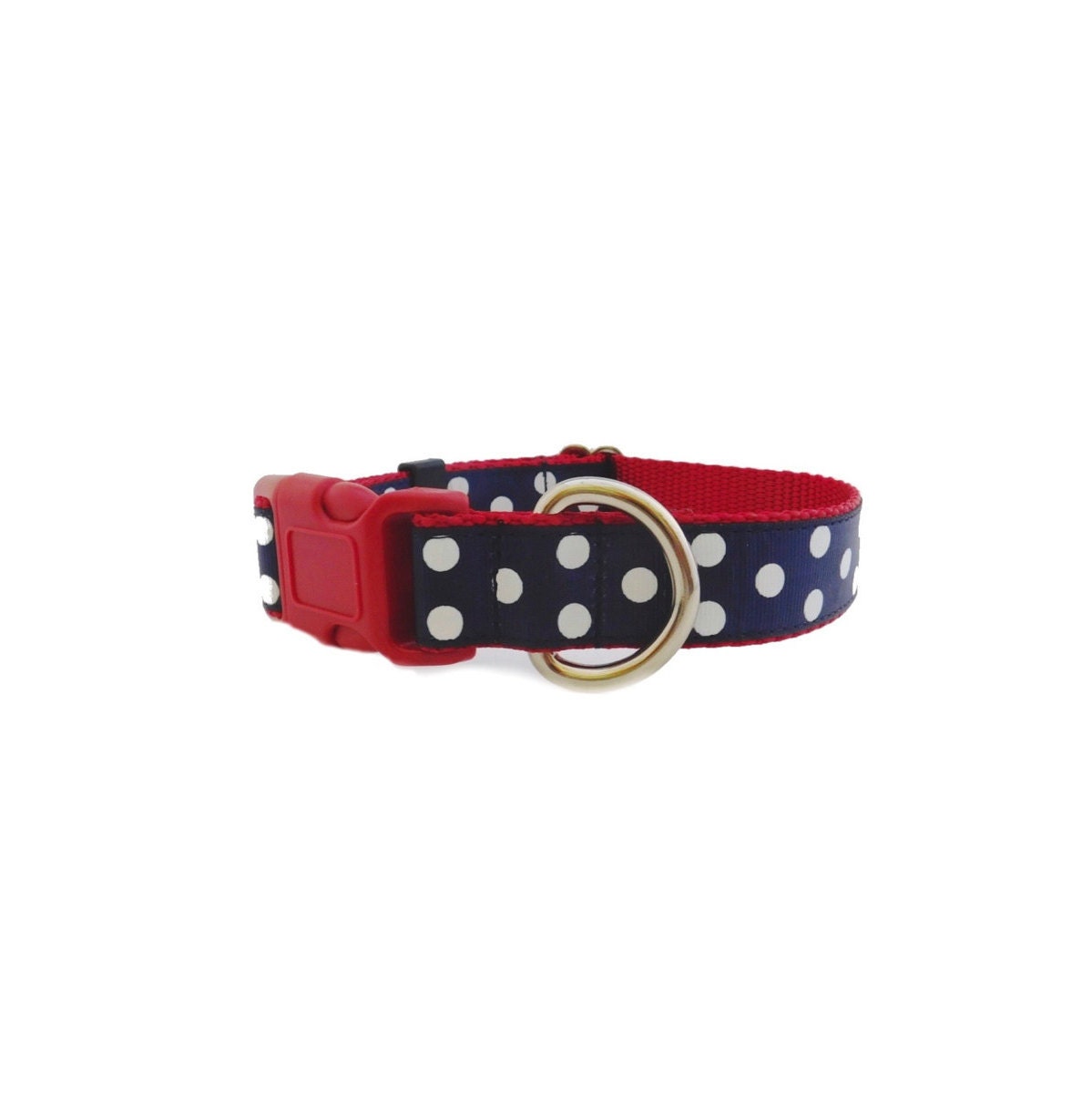 Navy Dog Collar in Polka Dots Girl Dog Collar