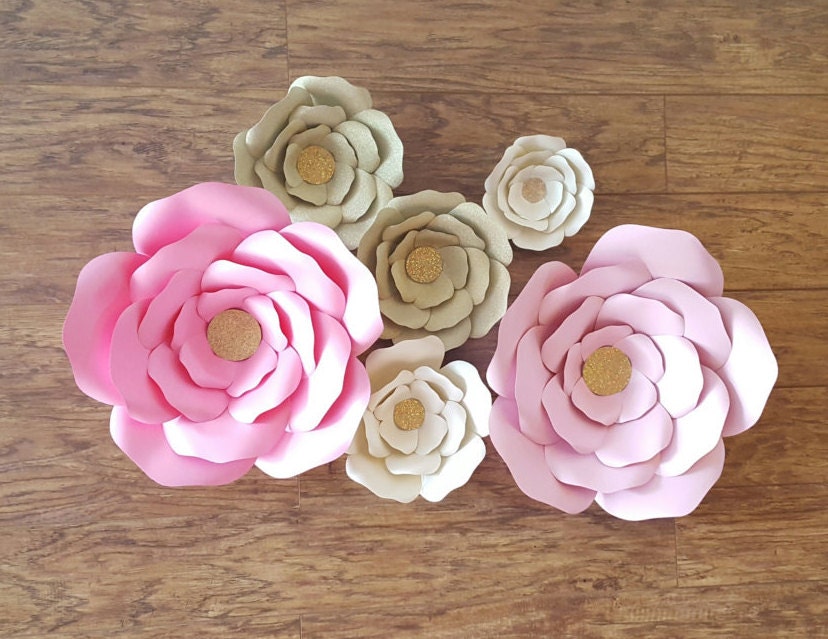 Pink & Gold Giant Paper Flowers Nursery Decor Wedding Decor