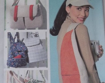 Butterick 4147. One size pattern. VISOR and UTILITY BAGS. Purse, backpack, travel bag. Pattern is uncut and factory folded.