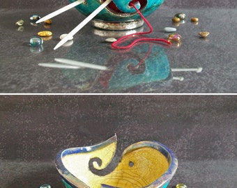 ceramic yarn bowl, knitting yarn bowl, gift for knitters, raku pottery knitting bowl for skeins