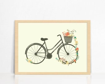 Vintage Floral Bicycle | Wall Print | Home Decor