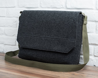 Felt laptop bag, laptop messenger, MacBook bag, laptop bag for men, 13" MacBook Air, Gopher