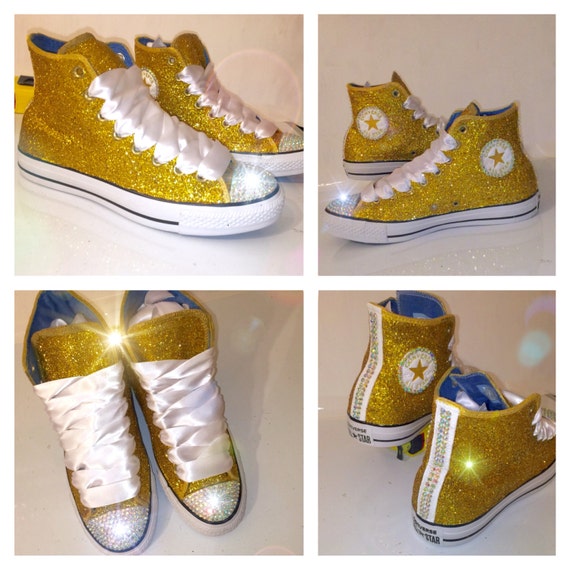 Womens metallic 24k yellow gold glitter Converse by CrystalCleatss