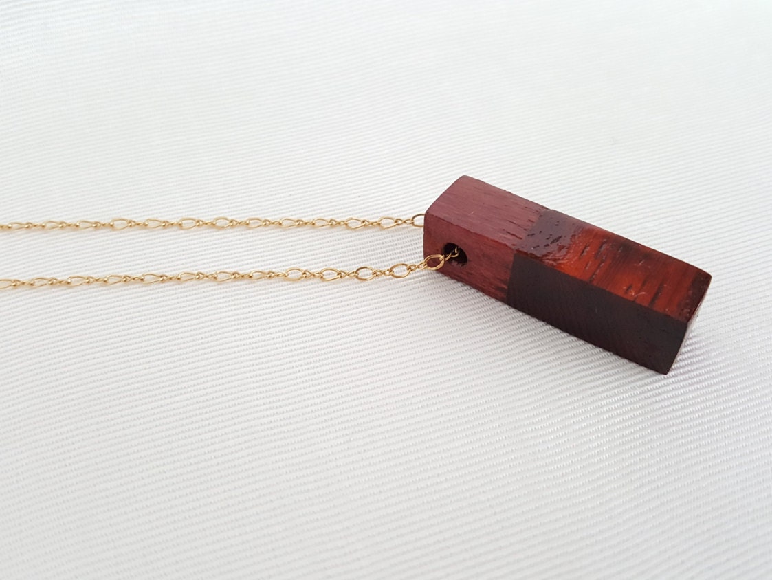 Mix Wood Bar Pendant Wood Bar Necklace Natural Solid Wood