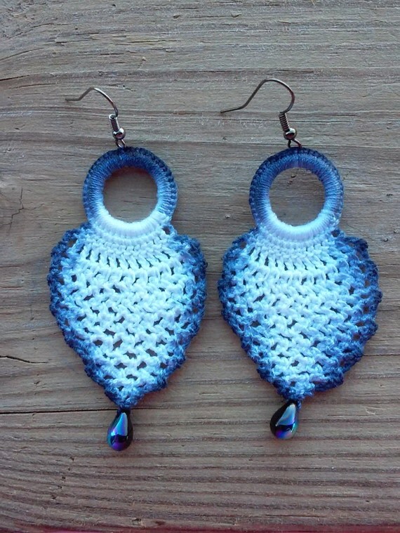 Items similar to Handmade, Crochet Earrings, Crochet Jewelry, Beaded