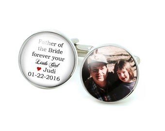 Father of the Bride Cufflinks, Wedding Gift, Father of the Groom Cufflinks, gift for men, photo Picture cuff links