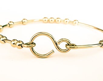 Gold Bangle Bracelet, 18 Chai Good Luck Bracelet, Stacking Bangle Bracelet, 18 Beads Bracelet, Handmade Bracelets