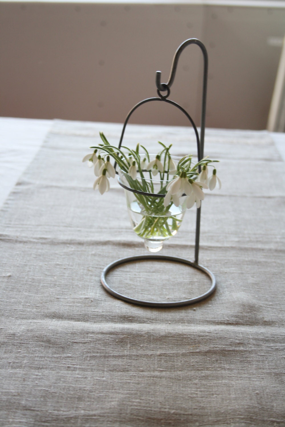 Glass vase in metal stand flower table decor wedding decor