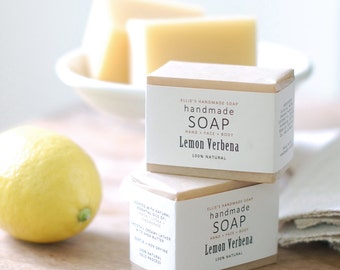 LEMON VERBENA - Ellie's Handmade Soap - 100% Natural + Cold Process Olive Oil Soap - 4 ounce bar