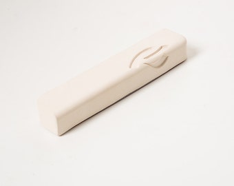 White ceramic Mezuzah case, Jewish wedding gift, Judaica, Jewish mezuzah, made in Israel, Judaica gift, modern mezuzah case, Scroll case