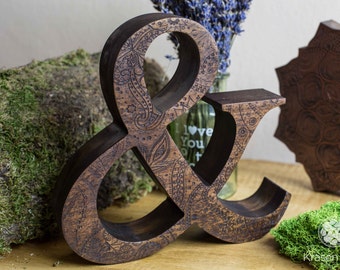 8" Engraved wooden letters of natural walnut wood, Personalized wooden letters, free standing letters, Wedding letters, Custom letters