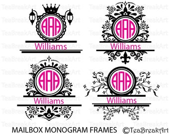 Mailbox Monogram Designs Victorian Frames Digital ClipArt Cutting Files svg eps png Instant Download iron on shirt decal heat transfer 500C