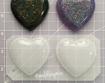 ON SALE Puffy Large Hearts flexible plastic resin chocolate soap mold ~ 2 cavity