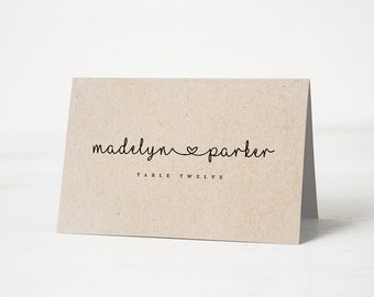 Printable place card template, Wedding place cards, Editable artwork color, Escort card, Wedding name tags, Rustic | Edit in Word or Pages