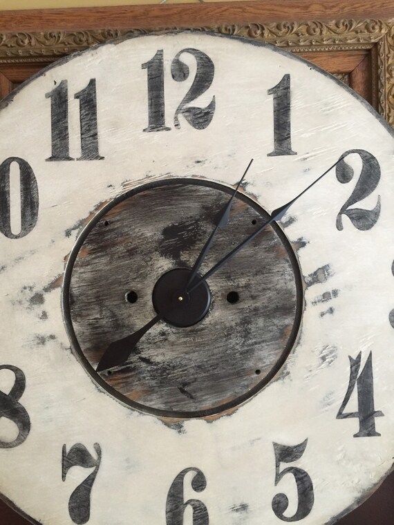 Extra Large White Rustic Wall Clock by RescuedStyle on Etsy
