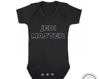 Jedi master baby boy bodysuit black and white, star wars onesie, star wars baby clothes, gift for baby boy, baby shower gift,