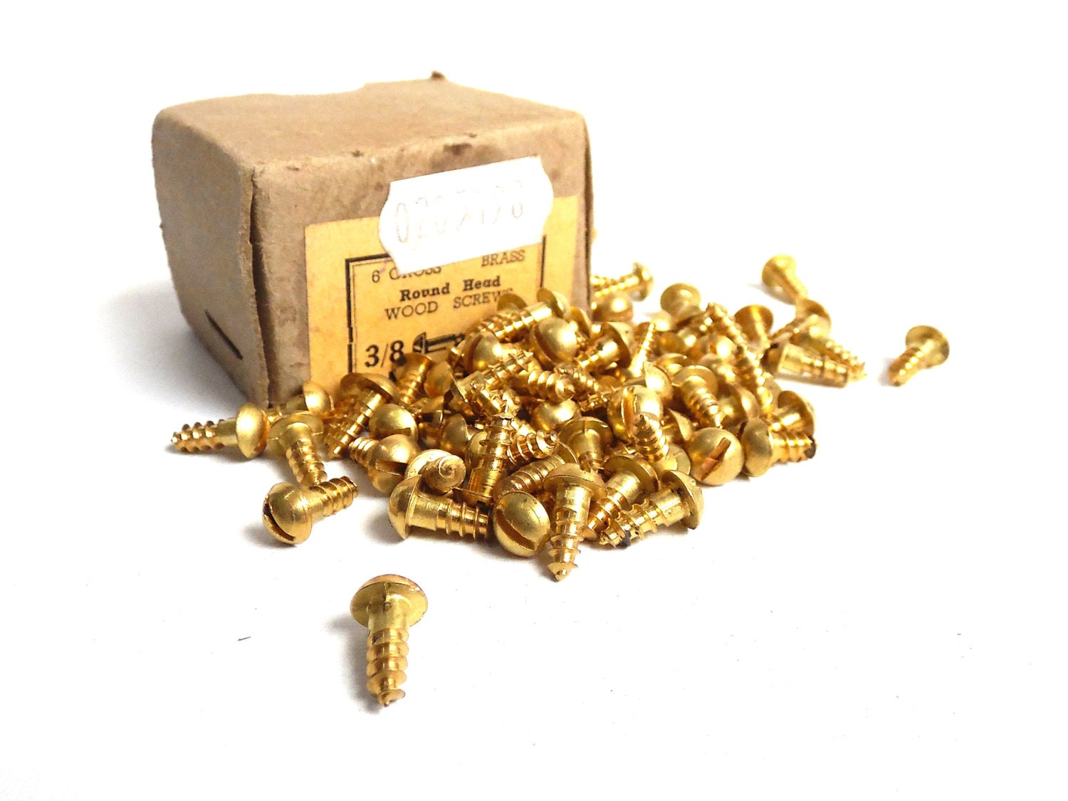 3/8 x 6 Wood screws Round Head Antique Brass Wood