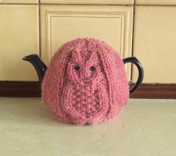 Small knitted owl tea cosy keeps the teapot by CraftyCornishMaids