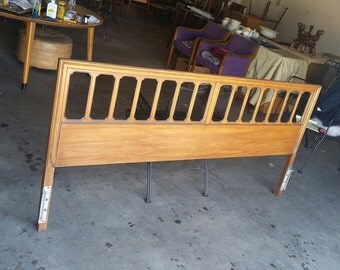 Vintage 1960's King Size Headboard Mid Century Modern Walnut Finish Minimalist Design Excellent Condition MCM