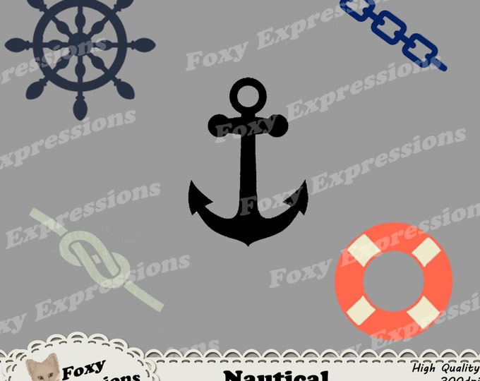 Rough Seas Nautical Digital paper pack comes in fun anchors, wheels, knots, chains, and life saver patterns. In shades of blue, red & cream.