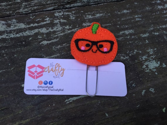 Geeky Pumpkin Planner Clip/Paper Clip/Feltie Clip. Coffee Planner Clip. Fall/Autumn Planner Clip