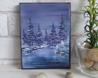 Original Oil Painting 'Purple Tree's Beside The Water'