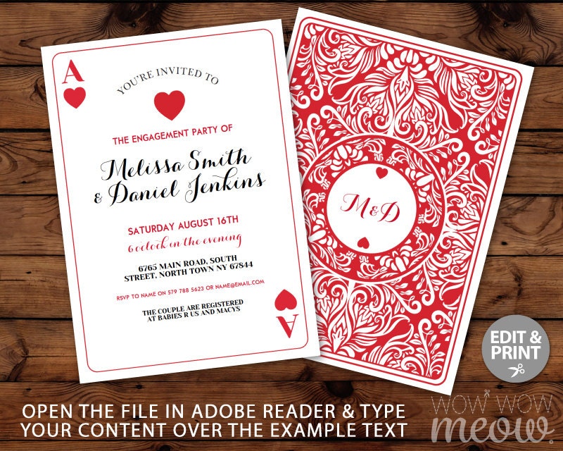 Playing Cards Invitations Ace Couple's Shower Invite