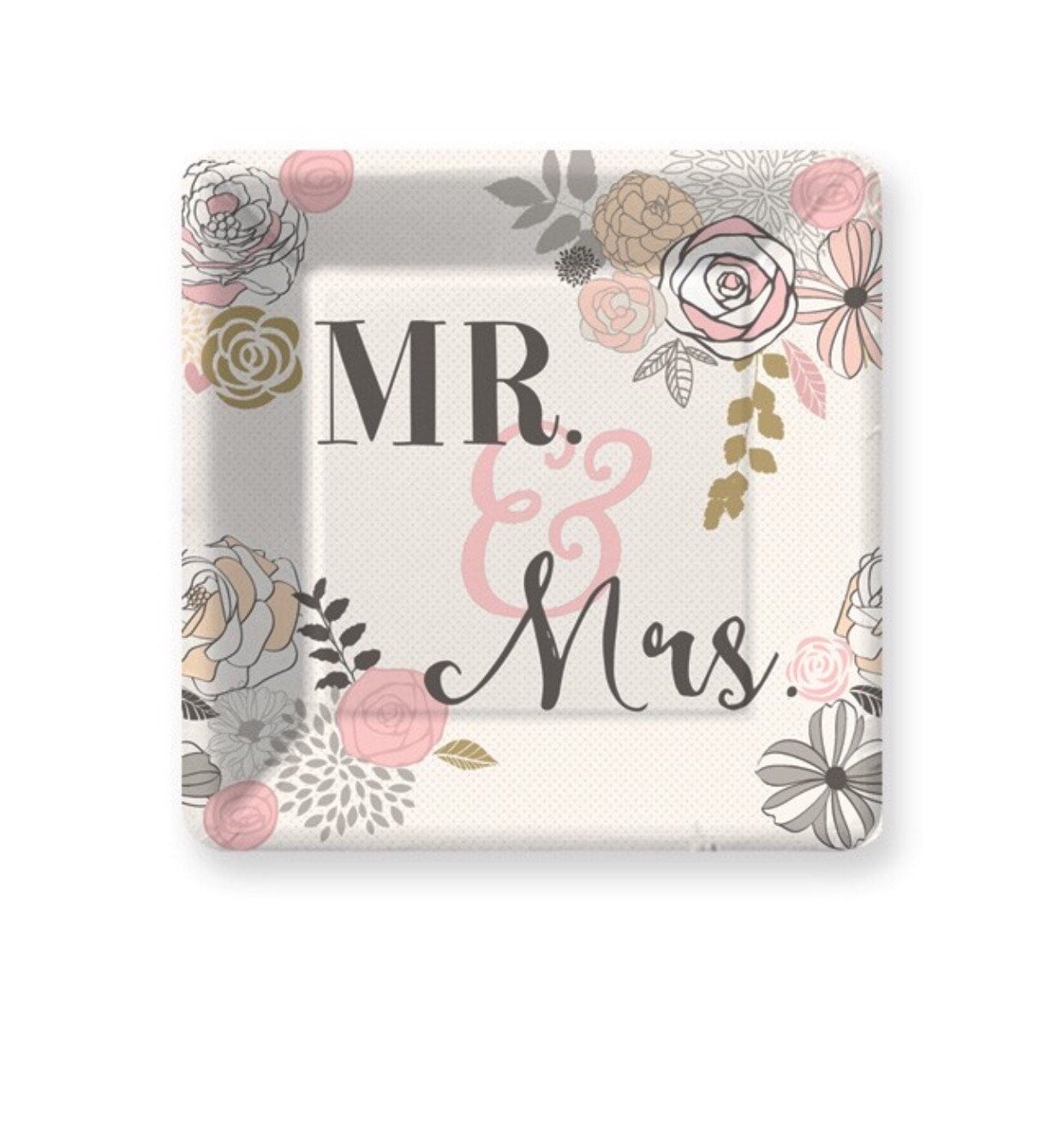 Mr & Mrs Paper Plates, Pkg 8, Wedding Plates, Cake Plate, Wedding cake plates, Bridal Shower