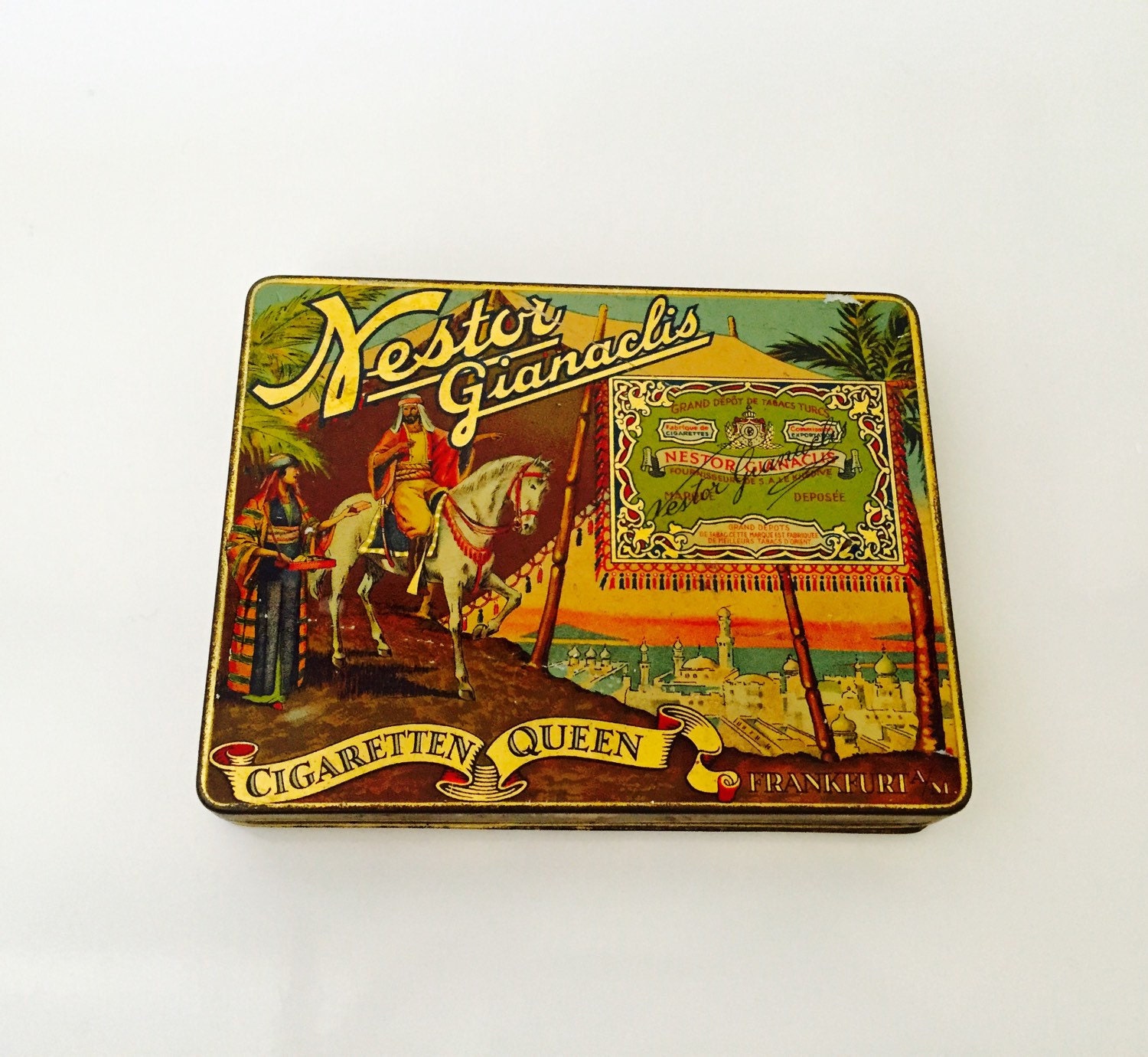 Cigarettes Tin Box, Nestor Gianaclis, “cigaretten Queen” Tin, German 