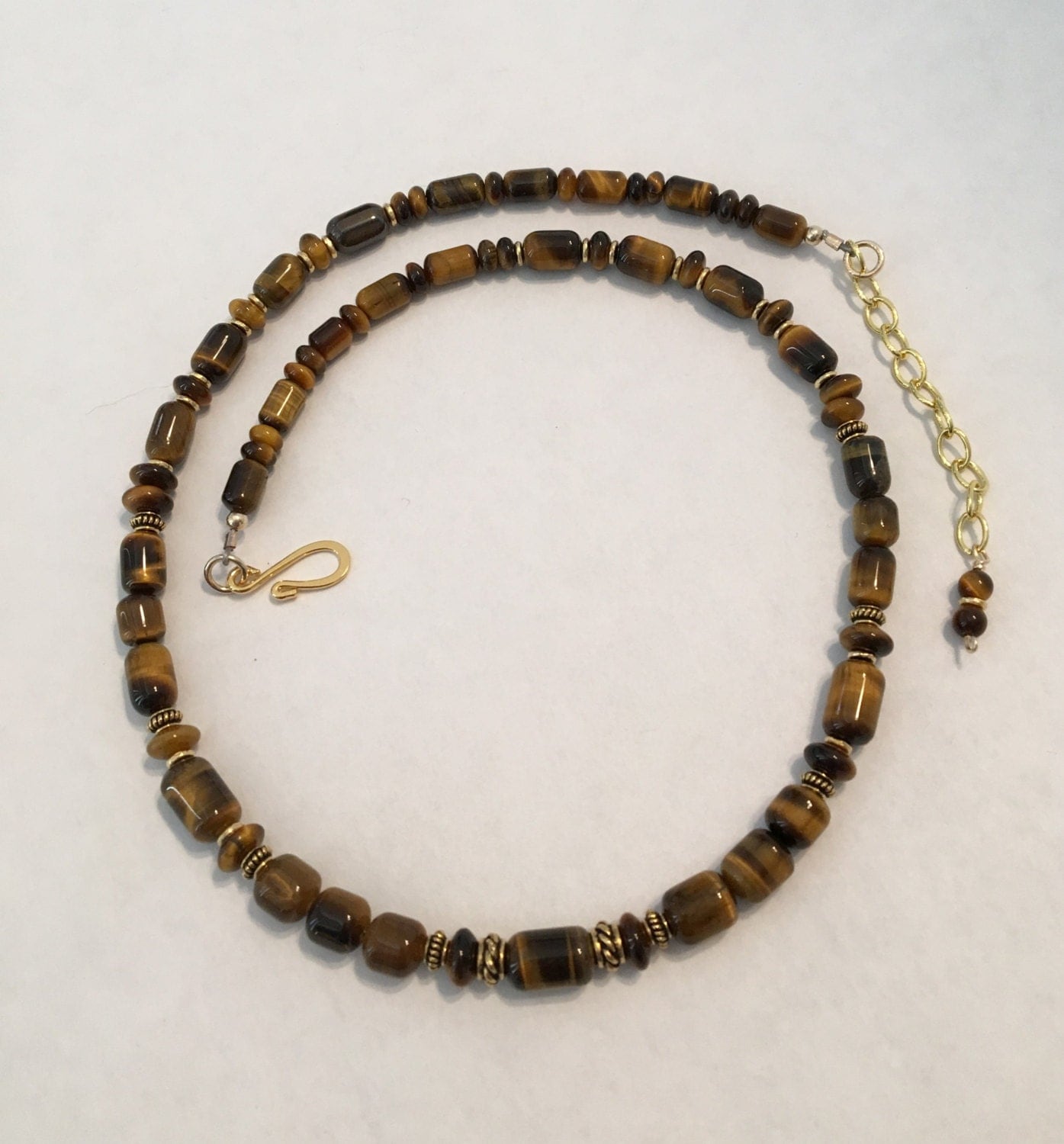 Tiger Eye And Gold Beaded Necklace By GrowlyHavenJewelry On Etsy