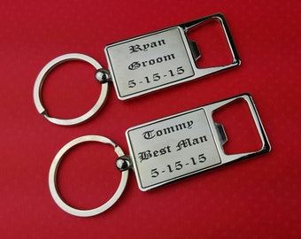 Groomsmen Bottle opener keychians - personalized - Weddings, best man, Groom, Groomsmen, Father of the bride, Father of the groom, wedding
