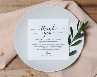 Wedding Thank You Card, Thank You Printable, Wedding Table Thank You, Elegant Wedding, Script, Template, PDF Instant Download #BPB310_14