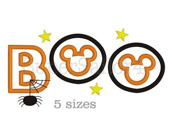 Boo applique design, Halloween applique design, Mickey applique design, Boo Halloween applique
