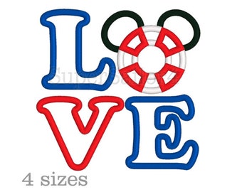 Mouse Sailor Applique, Love Applique design, Mickey applique design, Cruise applique