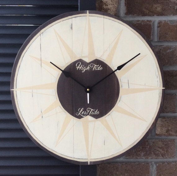 Tide Clock Beach Wall Clock Large Wall Clock By Funcoolwallclocks