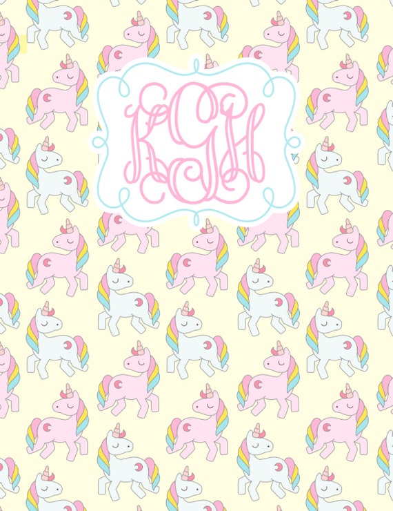 unicorn printable binder cover set with front back covers