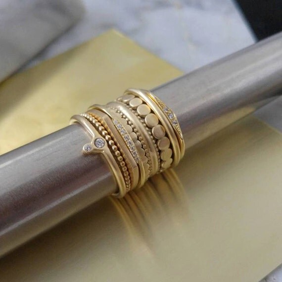 Ultra thin 18k gold dot ring delicate gold ring for women